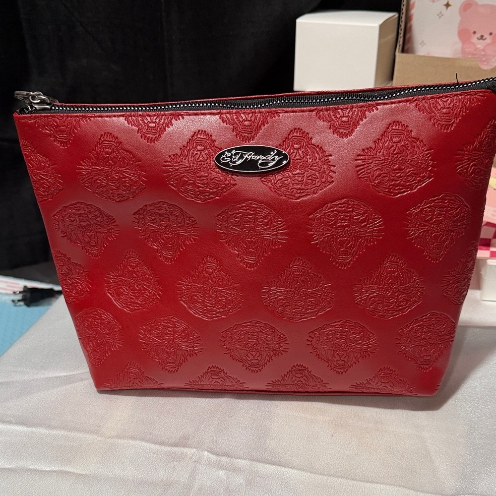Ed Hardy cosmetic bag red